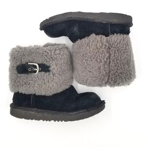 UGG Ellee Suede Fur Boots Buckle 1Y Youth